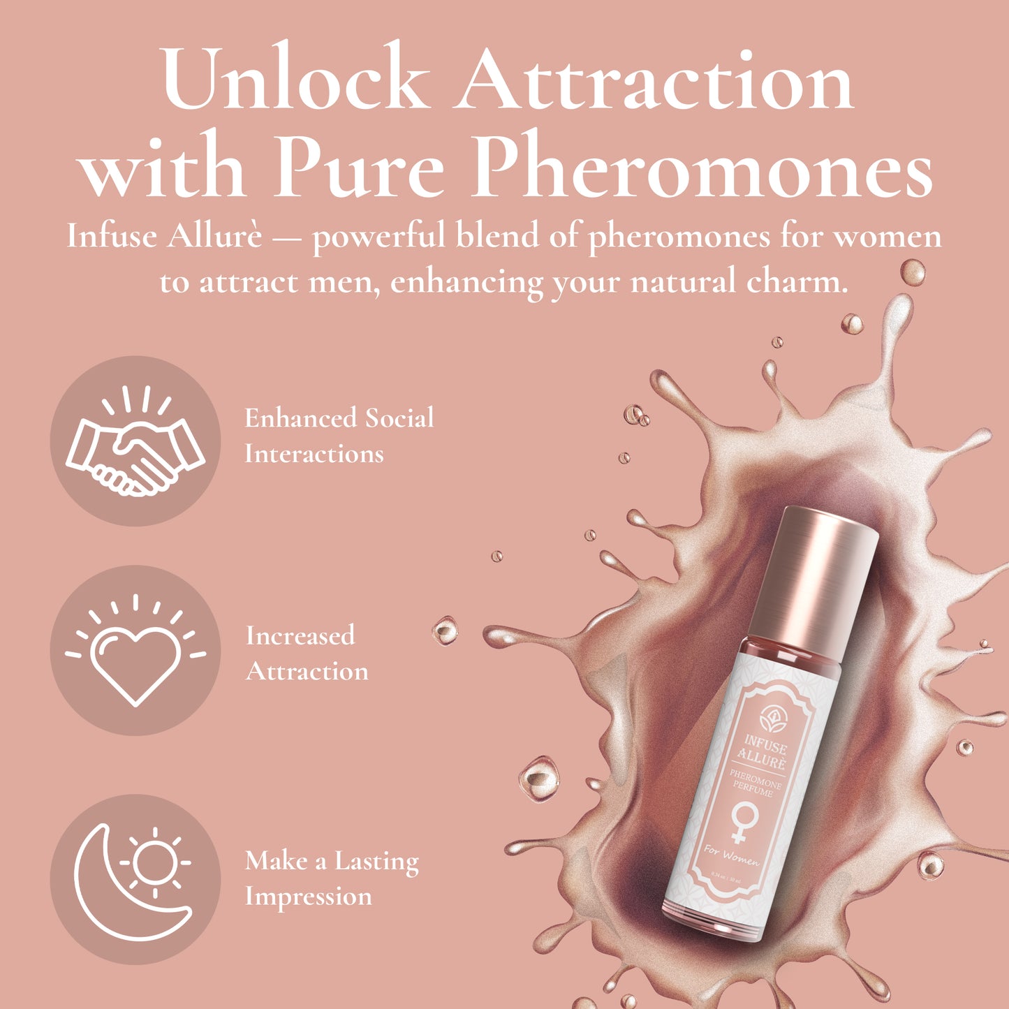 Premium Pheromone Perfume for Women – Alluring French Blend with Pure Pheromones & Jojoba – 0.34oz