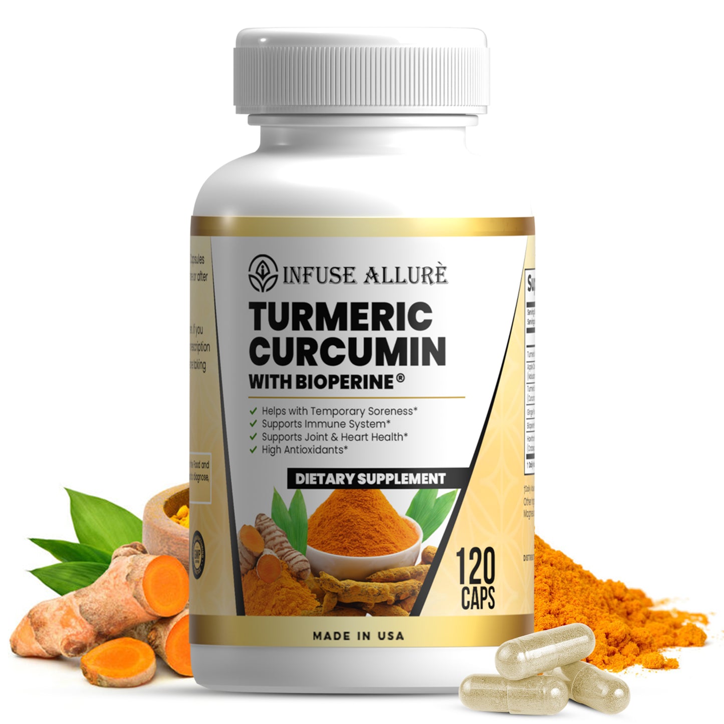 Turmeric Curcumin & Bioperine – Antioxidant for Brain, Heart, Skin, & Digestion – 120 Veg Capsules